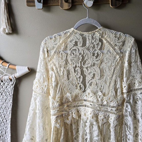SOLD. Free People Rhiannon Lace Kimono Maxi Top Nwot - Picture 7 of 13